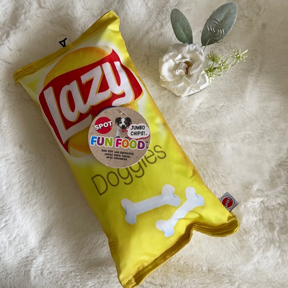SPOT Fun Food Lazy Doggie Chips 8" Dog Toy